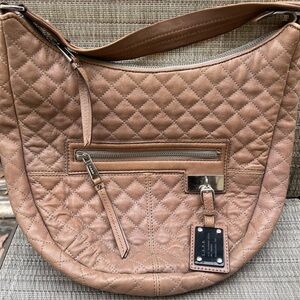 L.A.M.B By Gwen Stefani Hobo Bag in Tan Super Soft Quilted Leather